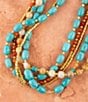 Color:Multi - Image 2 - Genuine Stone Torsade Short Multi Strand Statement Necklace