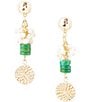 Color:Multi - Image 1 - Genuine Stone Turquoise Magnesite and Shell Drop Earrings