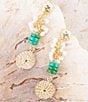 Color:Multi - Image 2 - Genuine Stone Turquoise Magnesite and Shell Drop Earrings