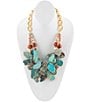 Color:Turquoise/Wood/Gold - Image 1 - Genuine Stone Two Row Statement Necklace