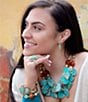 Color:Turquoise/Wood/Gold - Image 2 - Genuine Stone Two Row Statement Necklace