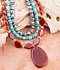 Barse Red Carnelian Colorful Golden Pendant Necklace, Color:Gold/Multi - Image 3