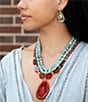 Barse Red Carnelian Colorful Golden Pendant Necklace, Color:Gold/Multi - Image 4