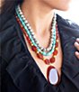 Barse Red Carnelian Colorful Golden Pendant Necklace, Color:Gold/Multi - Image 5