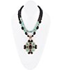 Color:Multi - Image 1 - Genuine Turquoise and Onyx Statement Necklace