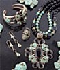 Barse Barcelona Blue Turquoise and Black Onyx Golden Statement Necklace, Color:Turquoise/Onyx - Image 3