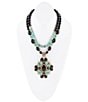 Barse Barcelona Blue Turquoise and Black Onyx Golden Statement Necklace, Color:Turquoise/Onyx - Image 2