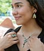 Barse Double Up Blue Turquoise and Black Onyx Golden Ring - Image 4