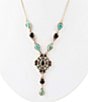 Color:Multi - Image 2 - Genuine Turquoise and Onyx Y Necklace