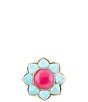 Barse Blue Turquoise and Red Quartz Flower Golden Ring - Image 2