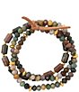 Barse Golden and Agate Verdant Glow Stretch Bracelet Set - Image 1