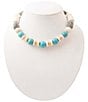 Barse Golden and Genuine Stone Blue Mesa Collar Necklace - Image 1