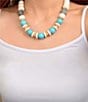 Barse Golden and Genuine Stone Blue Mesa Collar Necklace - Image 3