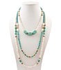 Barse Golden And Genuine Stone Earthbound Luxe Long Layered Statement Necklace - Image 1