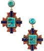 Barse Golden And Genuine Stone Imperial Mesa Statement Drop Earrings - Image 1