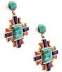 Barse Golden And Genuine Stone Imperial Mesa Statement Drop Earrings - Image 2