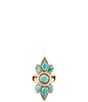 Barse Golden And Genuine Turquoise Sunburst Statement Ring - Image 2