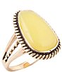 Barse Golden And Green Jade Willow Statement Ring - Image 1