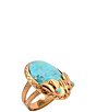 Barse Golden and Turquoise Cowboy Cactus Statement Ring - Image 1