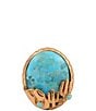 Barse Golden and Turquoise Cowboy Cactus Statement Ring - Image 2