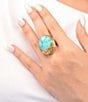 Barse Golden and Turquoise Cowboy Cactus Statement Ring - Image 3