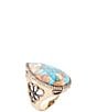 Barse Matrix Sanora Golden Turquoise and Orange Sponge Coral Statement Ring - Image 1
