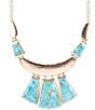Barse Blue Turquoise Jeweled Statement Golden Necklace, Color:Turquoise/Gold - Image 1