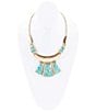 Barse Blue Turquoise Jeweled Statement Golden Necklace, Color:Turquoise/Gold - Image 2
