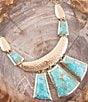 Barse Blue Turquoise Jeweled Statement Golden Necklace, Color:Turquoise/Gold - Image 3