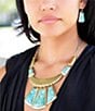 Barse Blue Turquoise Jeweled Statement Golden Necklace, Color:Turquoise/Gold - Image 4