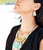 Barse Blue Turquoise Jeweled Statement Golden Necklace, Color:Turquoise/Gold - Image 5