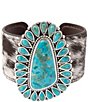 Barse High Plains Silver, Genuine Turquoise And Cowhide Statement Cuff Bracelet - Image 1