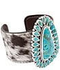 Barse High Plains Silver, Genuine Turquoise And Cowhide Statement Cuff Bracelet - Image 2