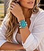 Barse High Plains Silver, Genuine Turquoise And Cowhide Statement Cuff Bracelet - Image 3