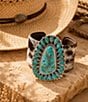 Barse High Plains Silver, Genuine Turquoise And Cowhide Statement Cuff Bracelet - Image 5