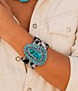 Barse High Plains Silver, Genuine Turquoise And Cowhide Statement Cuff Bracelet - Image 6