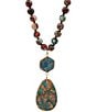 Barse Jasper Desert Bloom Long Statement Pendant Necklace - Image 1