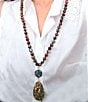 Barse Jasper Desert Bloom Long Statement Pendant Necklace - Image 3