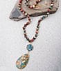 Barse Jasper Desert Bloom Long Statement Pendant Necklace - Image 4