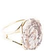 Barse Brown Ocean Jasper Slab Golden Statement Cuff Bracelet, Color:Gold/Stone - Image 1