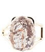 Barse Brown Ocean Jasper Slab Golden Statement Cuff Bracelet, Color:Gold/Stone - Image 2