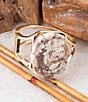 Barse Brown Ocean Jasper Slab Golden Statement Cuff Bracelet, Color:Gold/Stone - Image 3