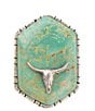 Color:Turquoise/Silver - Image 2 - Longhorn Sterling Silver Genuine Stone Green Turquoise Statement Ring