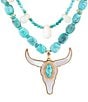 Barse Longhorn Turquoise Beaded Statement Short Multi Strand Pendant Necklace - Image 2