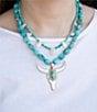 Barse Longhorn Turquoise Beaded Statement Short Multi Strand Pendant Necklace - Image 3