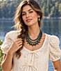 Barse Midnight Garden Golden, Lapis and Green Onyx Long Multi-Strand Necklace - Image 4