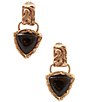 Barse Midnight Luxe Golden and Onyx Drop Earrings - Image 1