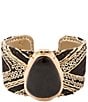 Barse Midnight Luxe Golden and Onyx Hardware Fabric Cuff Bracelet - Image 1