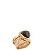 Barse Midnight Luxe Golden and Onyx Three Piece Stacked Statement Ring - Image 1