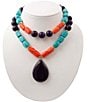 Barse Moroccan Spice Genuine Stone Beaded Stretch Statement Pendant Necklace - Image 2